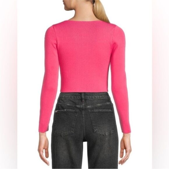 Alice + Olivia NWT Hilaria Lace Front Top in Wild Pink Size Large MSRP $395 - Picture 5 of 6